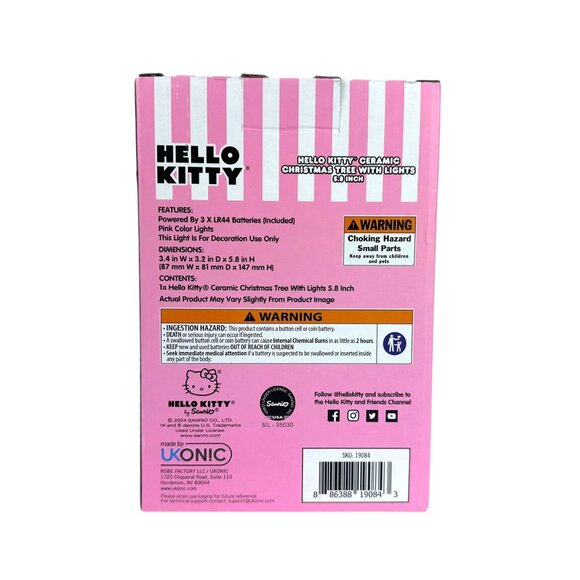 Hello Kitty Ceramic Pink Christmas Tree With Lights NEW with Light Cute - Picture 6 of 12